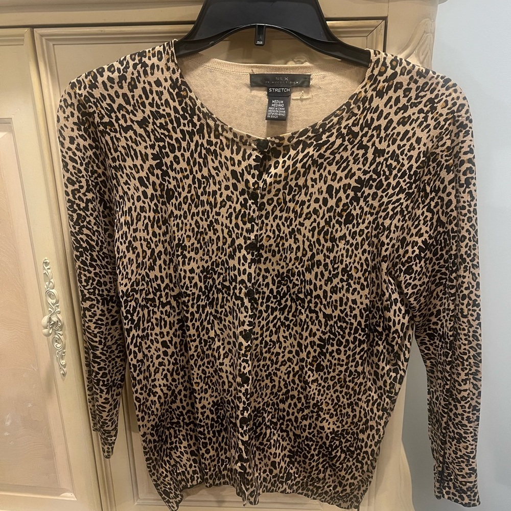 August Silk Leopard Print Button-Up